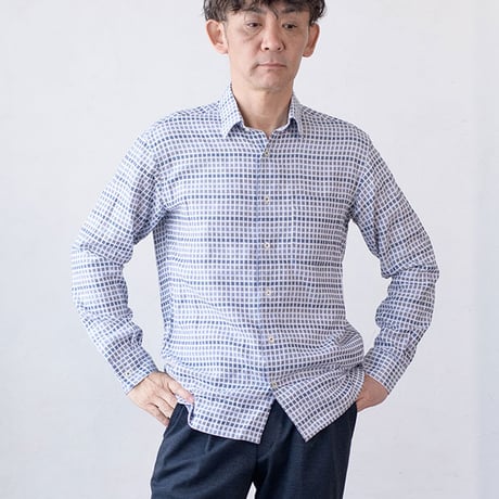 【日本製・播州織】メンズ 長袖シャツ 綿100％ Wガーゼ レギュラーカラー 保温性・保湿性 オールシーズン対応 上質な大人カジュアル
