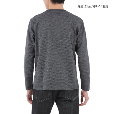【日本製・ 綿混素材】 ミニブロック柄 長袖Tシャツ コーディネートに便利 メランジ感がお洒落