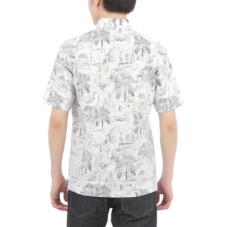 【SALE20％OFF】【日本製・涼しいサッカー生地】半袖シャツ メンズ ポリエステル綿混 エコプリント 軽やか 優しい肌触り