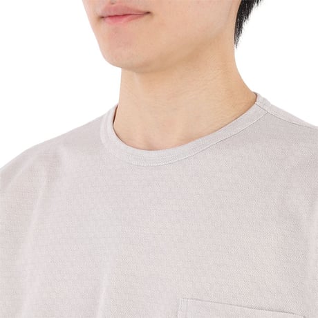 【日本製・ 綿混素材】 ミニブロック柄 長袖Tシャツ コーディネートに便利 メランジ感がお洒落