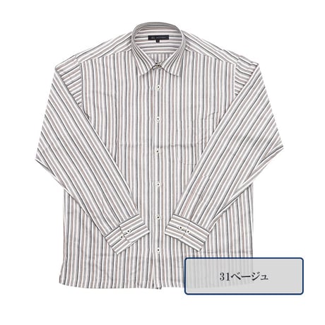【日本製・形状安定・吸水速乾】長袖シャツ 全3色 M-L ストライプ柄 縮みにくい ノーアイロン