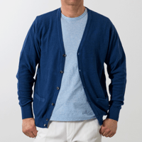 【綿100%・手洗いOK】 H・L アッシュエル メンズ 14G 撚り杢鹿の子 コットンカーディガン