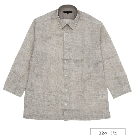 【日本製・綿100%】ミラクルウェーブデニム 七分袖シャツ
