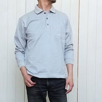 ボーダー柄　リブ袖ポロシャツ　2色　日本製