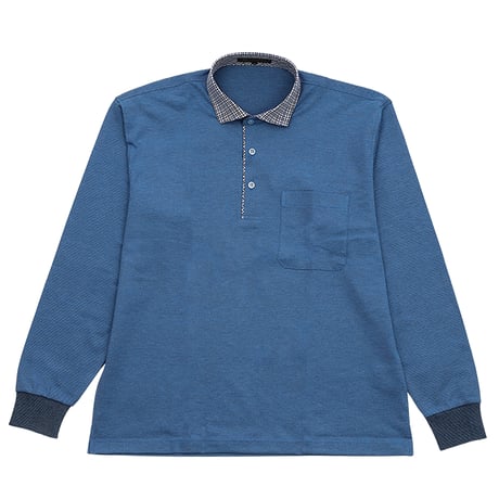 【SALE】 日本製 鹿の子メランジ ドライ長袖ポロシャツ（別布リブ袖・シルケット加工・綿混・全6色）