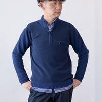 【洗濯機OK】メンズ ブランケットニット ZIPハイネック モールピンタックボーダー トレーナー風ニット 暖かく柔らかい 防風性  滑りがよい
