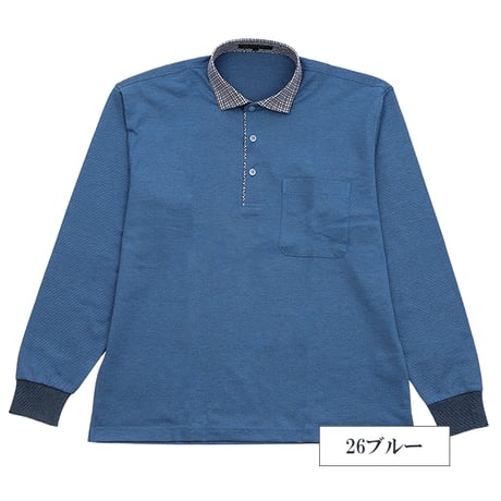 【SALE】 日本製 鹿の子メランジ ドライ長袖ポロシャツ（別布リブ袖・シルケット加工・綿混・全6色）