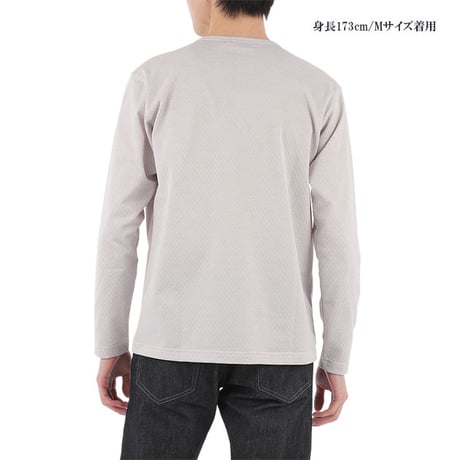 【日本製・ 綿混素材】 ミニブロック柄 長袖Tシャツ コーディネートに便利 メランジ感がお洒落