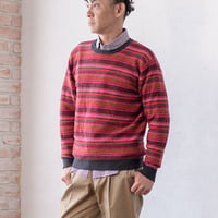 【毎日の着こなしに】 メンズ フェアアイル柄 ジャガードニット 軽量 保温性 ウール混 秋冬 普段着 カジュアルセーター
