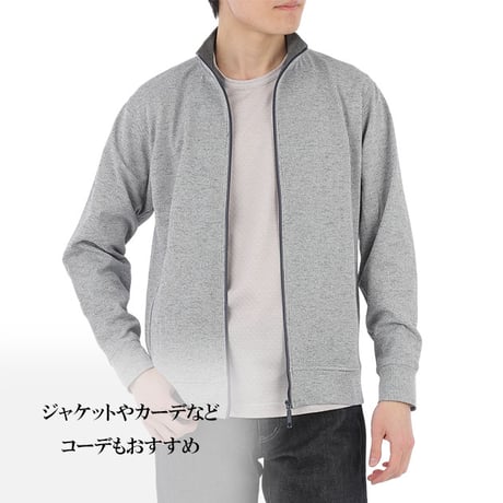 【日本製・ 綿混素材】 ミニブロック柄 長袖Tシャツ コーディネートに便利 メランジ感がお洒落