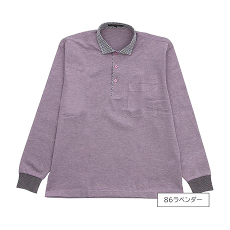 【SALE】 日本製 鹿の子メランジ ドライ長袖ポロシャツ（別布リブ袖・シルケット加工・綿混・全6色）