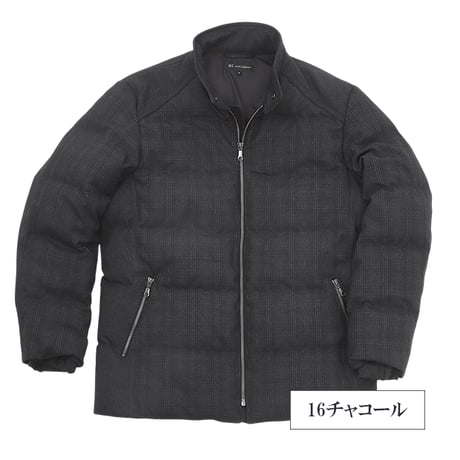 【ラナテック素材】チェック柄 ダウンブルゾン 軽量 防寒 中国製 ダウン90％フェザー10％ 冬アウター