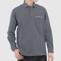 【日本製／カフス袖】 H・L アッシュ・エル メンズ タックスラブ 共衿 長袖ポロシャツ