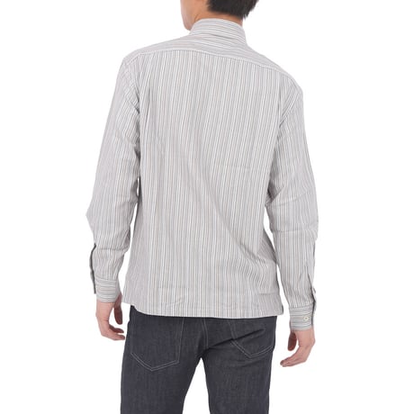 【日本製・形状安定・吸水速乾】長袖シャツ 全3色 M-L ストライプ柄 縮みにくい ノーアイロン