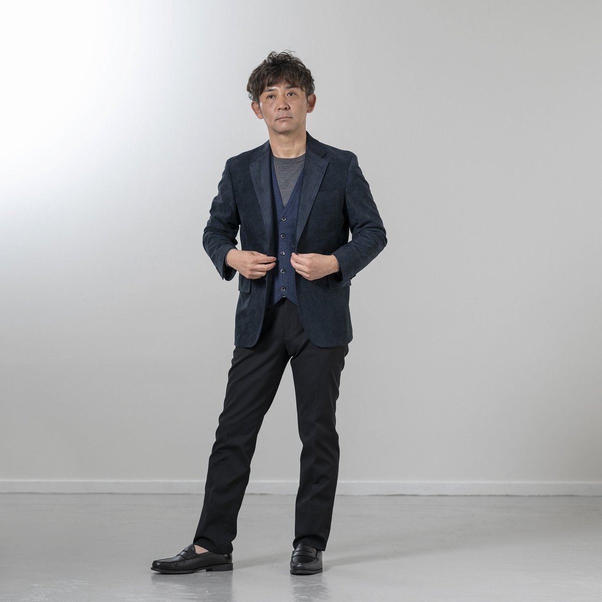 136 極上リネン◎BOB ヘリンボーン ニットテーラードジャケット L相当 テーラードジャケット ローゲージニット 1B メンズ JKT コットン