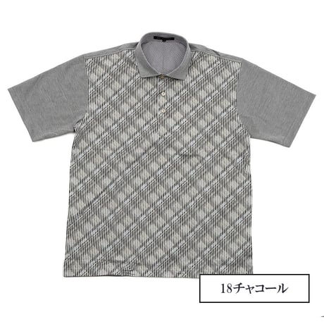 【再値下げ】【日本製・涼しい】紳士 半袖ポロシャツ メンズ カノコ生地 チェック柄 エコプリント S-2L 全2色 心地よい着心地
