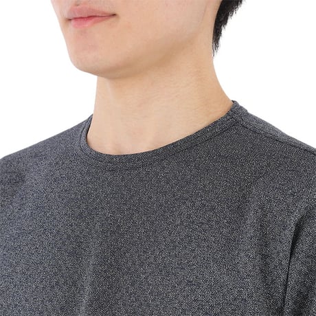 【日本製・ 綿混素材】 ミニブロック柄 長袖Tシャツ コーディネートに便利 メランジ感がお洒落