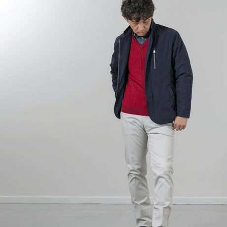 〇【洗濯OK／ウーステッドウール】　12ゲージ　針抜きプレーティング　Vネックセーター　3色