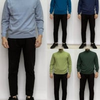 ★キャッシュウール　ウォッシャブル　タートルネックセーター　ブルー＆グリーン