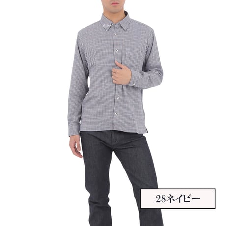 【綿100％】長袖シャツ 全2色 M-2L 千鳥格子柄 ボタンダウン レギュラーカラー ベーシック 肌に優しい