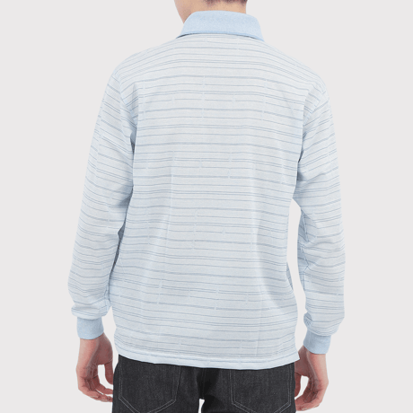 【SALE30％OFF】【日本製・リブ袖・薄手素材】 H・L アッシュ・エル メンズ 杢ミニダイヤボーダー リブ袖ポロシャツ