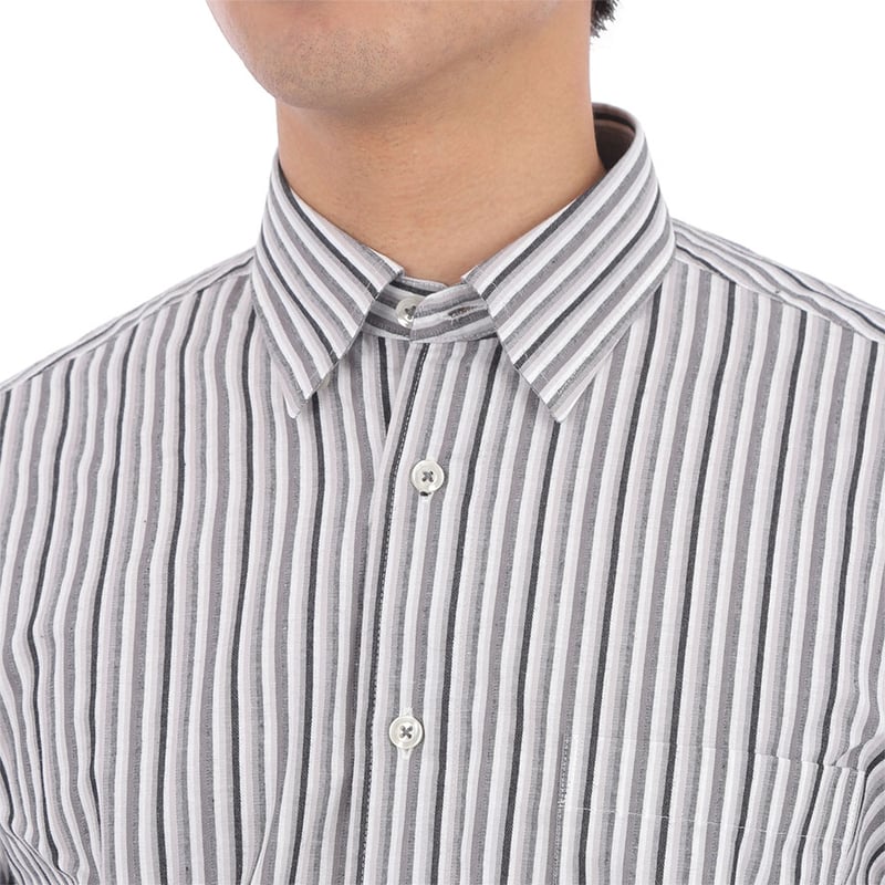 日本製・綿100％】長袖シャツ全3色 M-L マルチストライプ おしゃれ