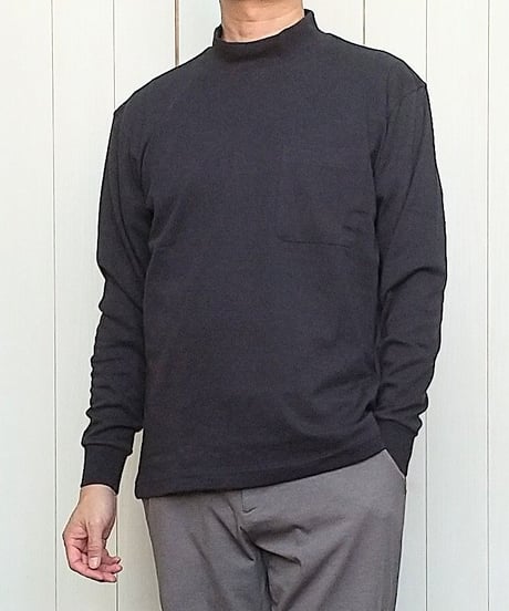 【スムース／ポケット】　40糸ハイネック　カットソー　3色　日本製