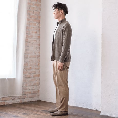 【日本製】ソフトサーモワッフル メンズジップカーディガン 洗濯洗い可能 大人カジュアル あたたかい