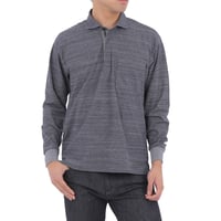 【日本製】長袖ジッパータイプポロシャツ 全2色 M-2L メランジ感 カジュアル 綿混スラブ デザインポロ
