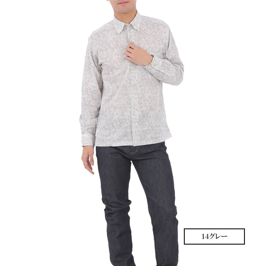 日本製：イタリア製生地使用】全2色 M-2L 長袖シャツ デジタル