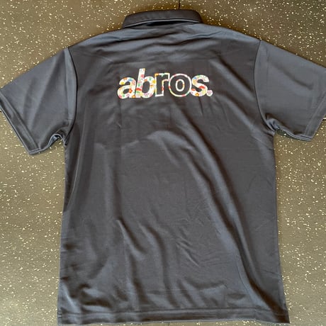 ABROS.紅型ポロシャツ(ネイビー×白紅型ロゴ)