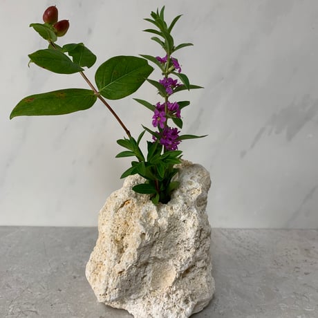 琉球石灰岩の花瓶（中）