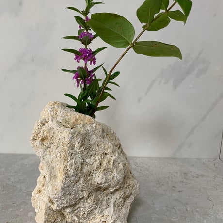 琉球石灰岩の花瓶（中）
