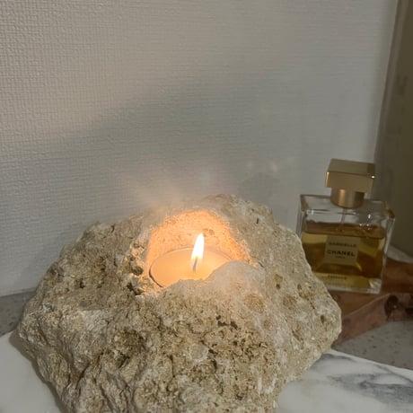 天然石琉球石灰岩のキャンドルホルダー