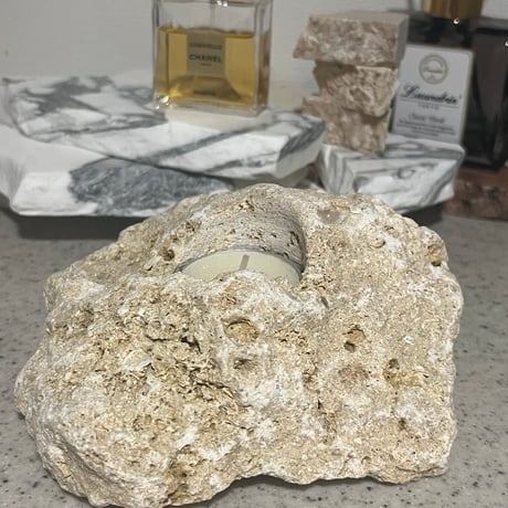 天然石琉球石灰岩のキャンドルホルダー