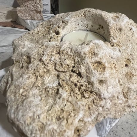 天然石琉球石灰岩のキャンドルホルダー
