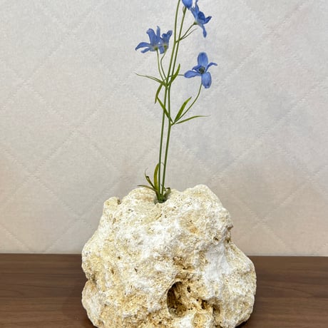 天然琉球石灰岩の花瓶(中)＊1輪挿し[1品もの］no110