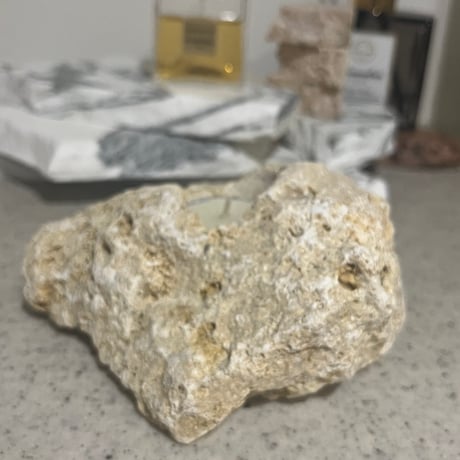 天然石琉球石灰岩のキャンドルホルダー