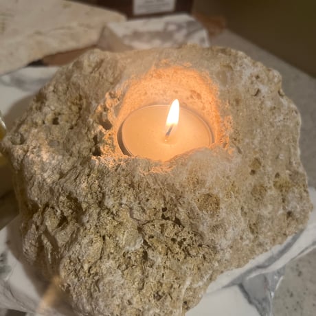 天然石琉球石灰岩のキャンドルホルダー