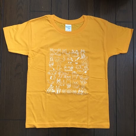 こども猫画 Tシャツkids 130黄