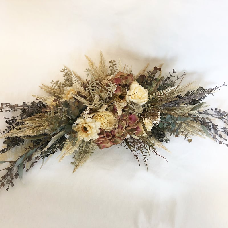 専用＊感謝sale＊Halloween＊フェイクスワッグ ＆ボックスアレンジ Halloween＊ホワイトパンプキン フェイクスワッグ スワッグ fu