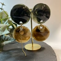 大ぶり♡アシンメトリーマーブル模様イヤリング/ピアス (espresso)