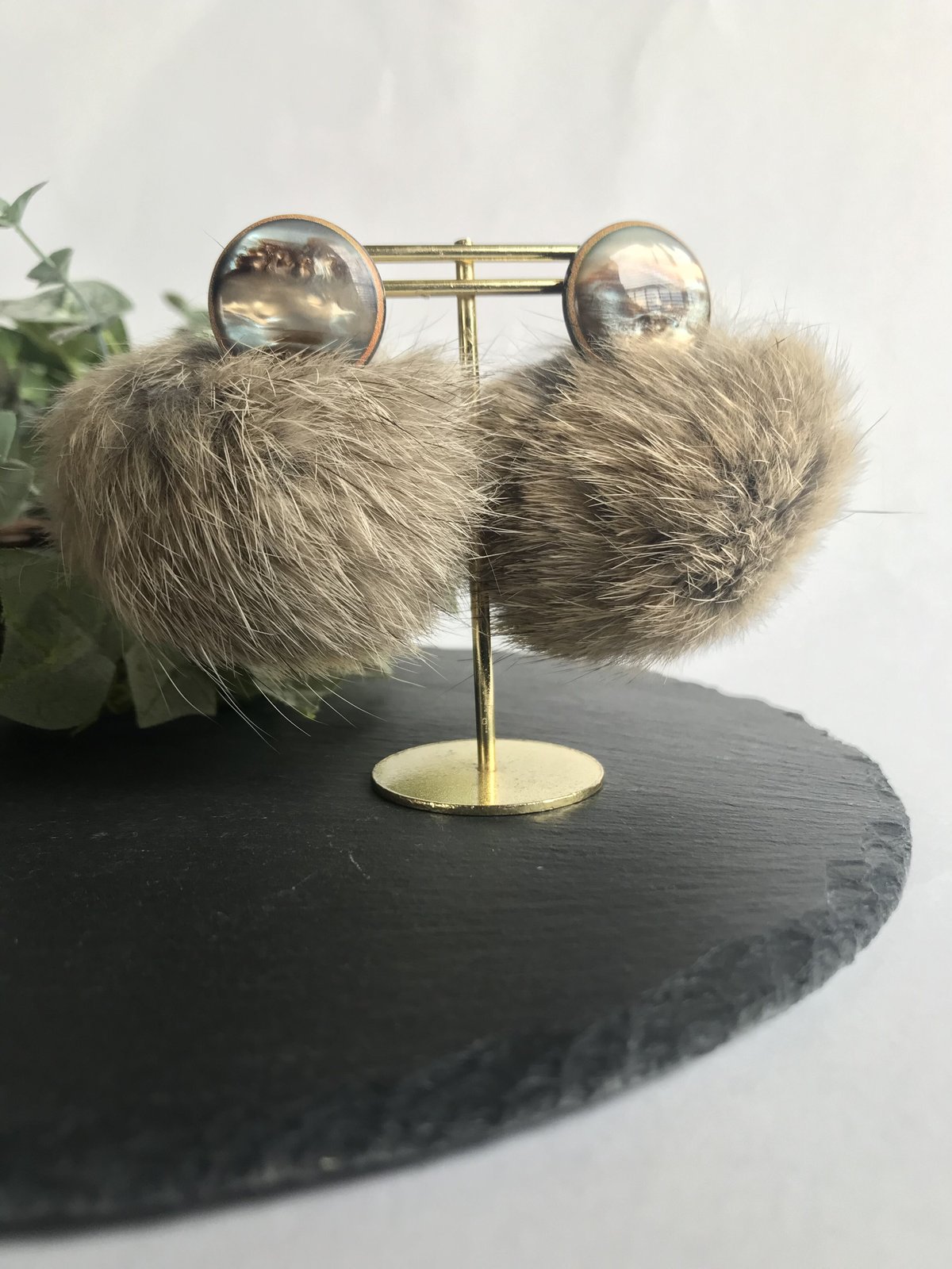 大ぶりファーピアス/イヤリング♡2wayピアス/イヤリング♡ラテカラーで 