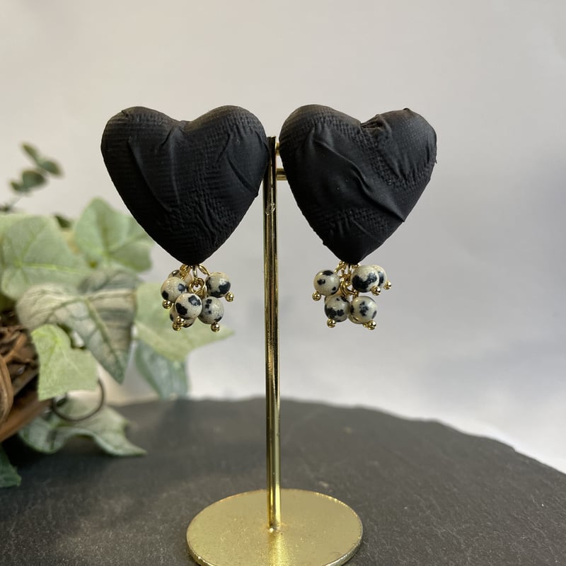 ハートピアス/イヤリング♡ブラック/ドット♡大人かわいいアクセサリー
