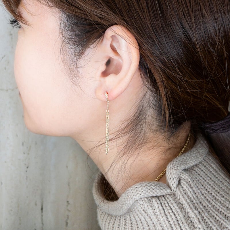 K10 ダイヤモンド ロングピアス | nocon bijoux