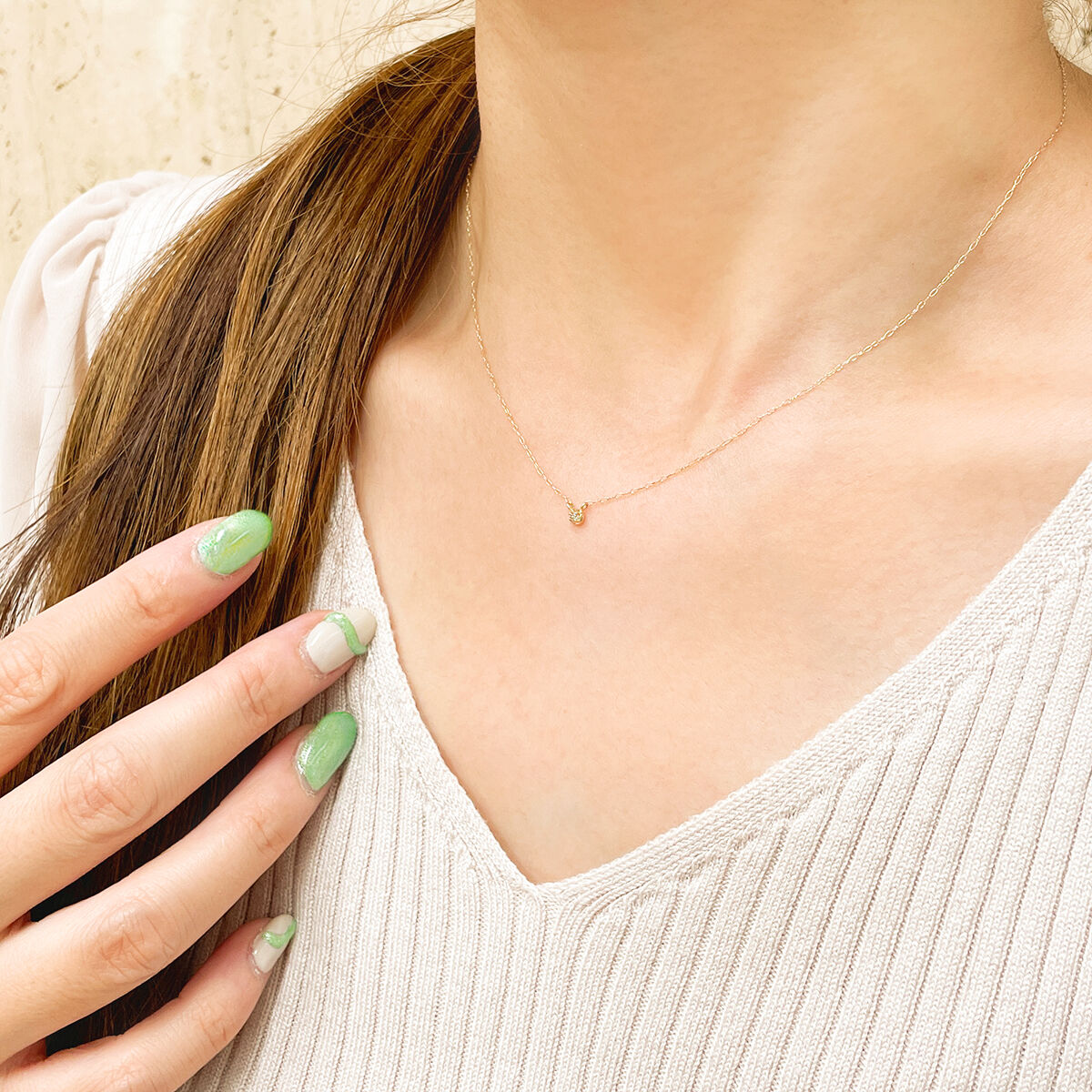 K10 ダイヤモンド ネックレス 0.01ct | nocon bijoux