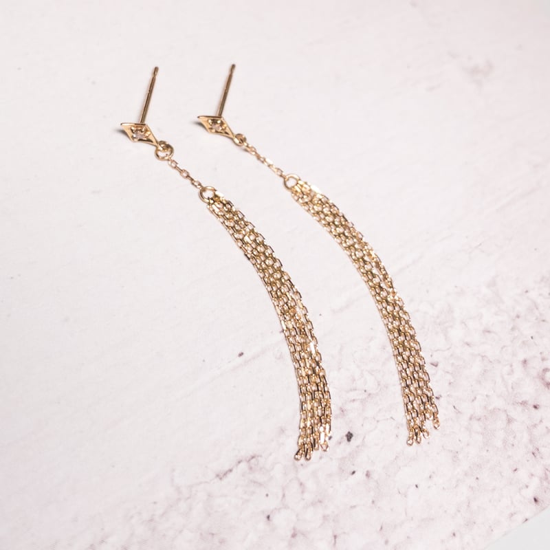 K10 ダイヤモンド ロングピアス | nocon bijoux