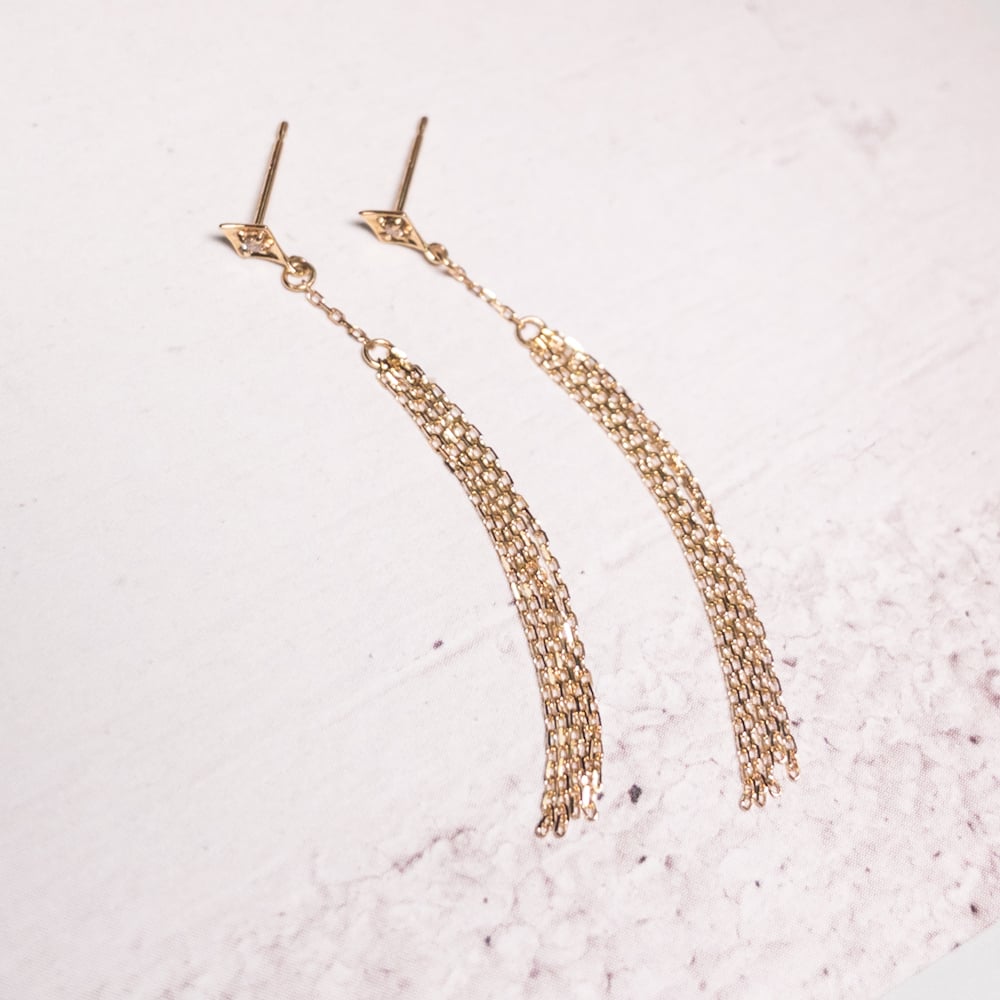 K10 ダイヤモンド ロングピアス | nocon bijoux