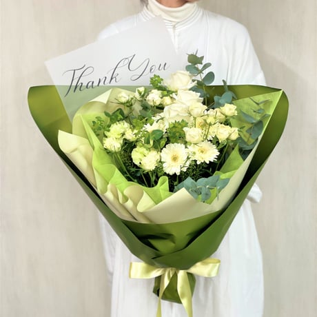 <Green&White> メッセージブーケ　Lサイズ
