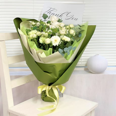 <Green&White> メッセージブーケ　Lサイズ